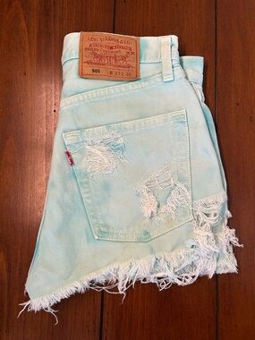 Levi's 501 Distressed Denim Shorts Tie-Dye